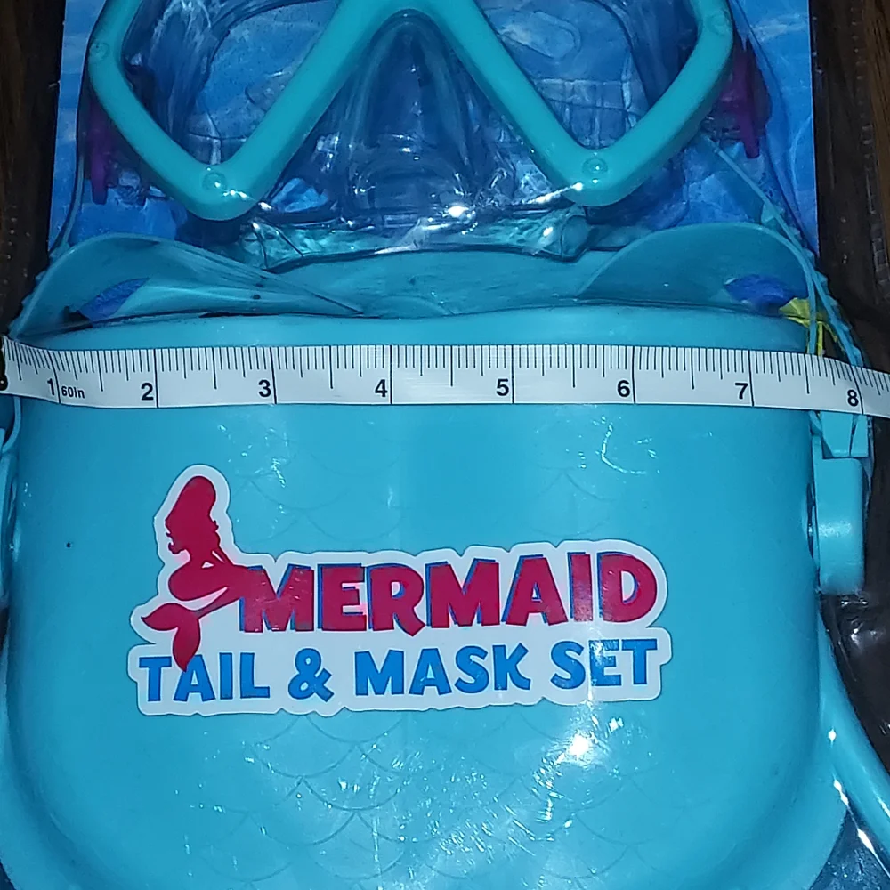 Mermaid Tail & Goggle Mask Swim Set Blue Kids Adjustable New